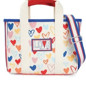 Never used- Brighton Tote Bag Mini Red White and You Canvas With Hearts And Love
